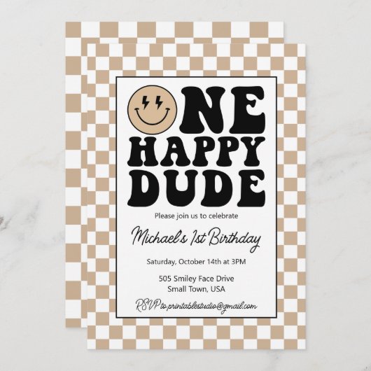 Een gelukkige kerel verjaardag uitnodiging (Voorkant / Achterkant)