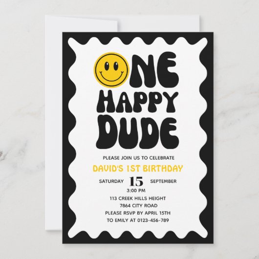 Een gelukkige kerel wavy kronkelig eerste verjaard kaart (Voorkant)