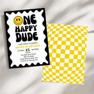 Een gelukkige kerel wavy kronkelig eerste verjaard kaart