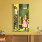 Een gelukkige kerstman Kinderen die de Kerstman bi Canvas Afdruk (Insitu (Woonkamer))