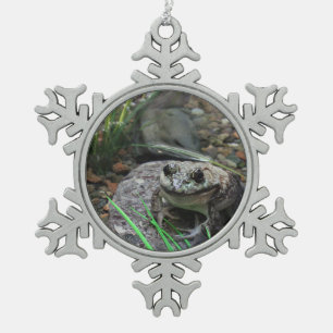 Een gelukkige Kikker Tin Sneeuwvlok Ornament