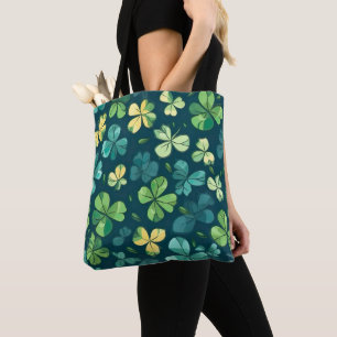 Een gelukkige klaverzak met vier bladeren tote bag