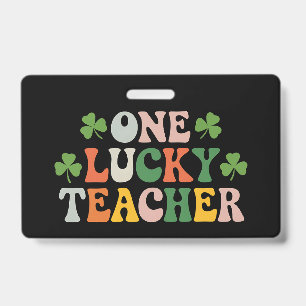 Een gelukkige leraar die retro St. Patrick's Day l Badge