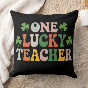 Een gelukkige leraar die retro St. Patrick's Day l Kussen
