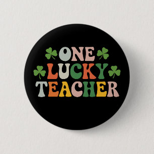 Een gelukkige leraar die retro St. Patrick's Day l Ronde Button 5,7 Cm