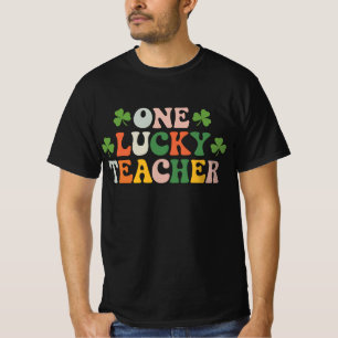 Een gelukkige leraar die retro St. Patrick's Day o T-shirt