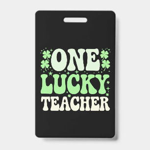 Een gelukkige leraar Groovy retro leraar St. Patri Badge