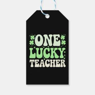 Een gelukkige leraar Groovy retro leraar St. Patri Cadeaulabel