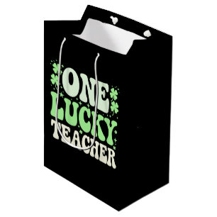 Een gelukkige leraar Groovy retro leraar St. Patri Medium Cadeauzakje
