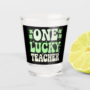Een gelukkige leraar Groovy retro leraar St. Patri Shot Glas