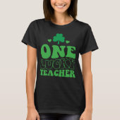 Een gelukkige leraar Groovy Retro St Patrick's Day T-shirt (Voorkant)
