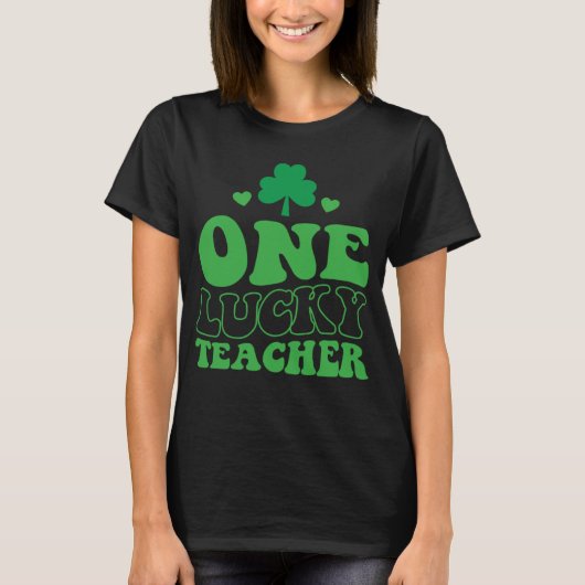 Een gelukkige leraar Groovy Retro St Patrick's Day T-shirt (Voorkant)