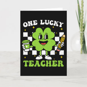 Eén gelukkige leraar St Patrick Day Shamrock Sint- Kaart