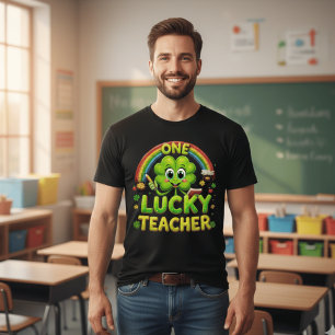 Eén gelukkige leraar St. Patrick's Day Klaver Rege T-shirt