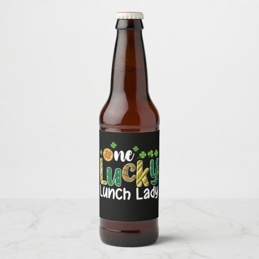 Een gelukkige Lunch Lady School St Patrick's Day Bier Etiket (Voorkant)