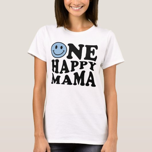 Een gelukkige mama | Blauw passend één familieverj T-shirt (Voorkant)