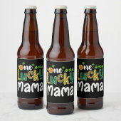 Een gelukkige Mama Matching Familie St Patrick's D Bier Etiket (Flessen)