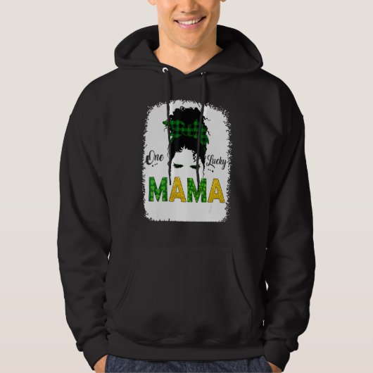 Een gelukkige Mama Messy Bun Leopard St Patrick S  Hoodie (Voorkant)