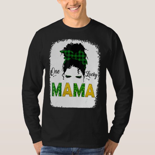 Een gelukkige Mama Messy Bun Leopard St Patrick S  T-shirt (Voorkant)