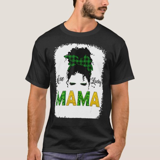 Een gelukkige Mama Messy Bun Leopard St Patrick S T-shirt (Voorkant)