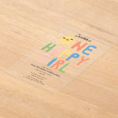 Een Gelukkige Meisje Verjaardag Nodig 1e Verjaarda Acryl Uitnodigingen (Laagn)