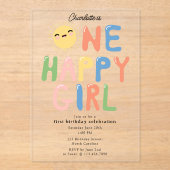 Een Gelukkige Meisje Verjaardag Nodig 1e Verjaarda Acryl Uitnodigingen (Voorkant)