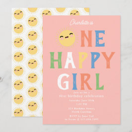 Een Gelukkige Meisje Verjaardag Nodig 1e Verjaarda Kaart