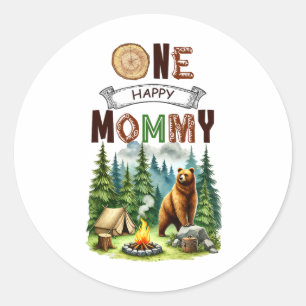Een gelukkige moeder camper eerste verjaardag camp ronde sticker