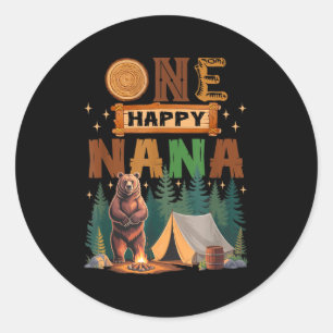 Eén gelukkige Nana-c camper 1e verjaardag Camng-be Ronde Sticker