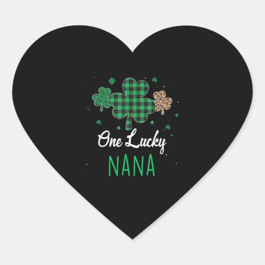 Een gelukkige Nana Leopard Plaid Shamrock Patrick' Hart Sticker (Voorkant)