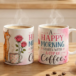 Een Gelukkige Ochtend Begint met Koffie – Lieve Ka Koffiemok