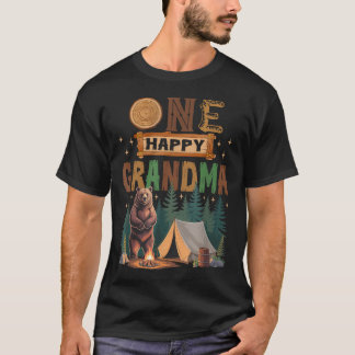 Eén Gelukkige Oma Camper 1e Verjaardag Camping T-shirt