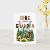 Een gelukkige Opa Camper Eerste Verjaardag Camping Kaart (Gele Bloem)