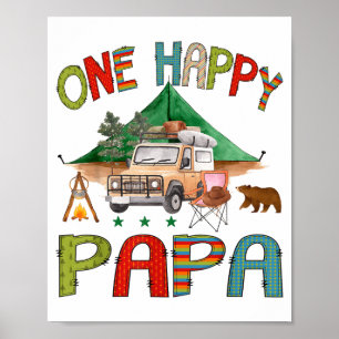 Eén gelukkige papa-camper 1e verjaardag jongen cam poster