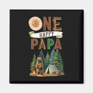 Eén gelukkige papa-camper eerste verjaardag campin magneet