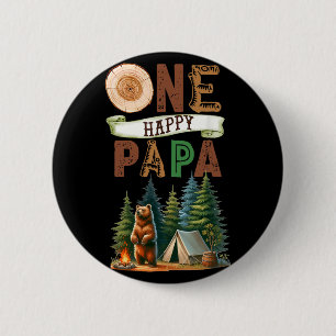 Eén gelukkige papa-camper eerste verjaardag campin ronde button 5,7 cm