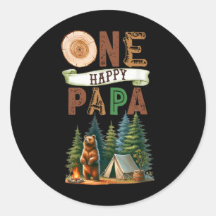 Een gelukkige papa-camper eerste verjaardag campin ronde sticker