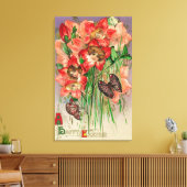 Een gelukkige Pasen met vrouwelijke kopbloemen Canvas Afdruk (Insitu (Woonkamer))