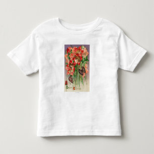 Een gelukkige Pasen met vrouwelijke kopbloemen Kinder Shirts