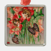 Een gelukkige Pasen met vrouwelijke kopbloemen Metalen Ornament (Voorkant)