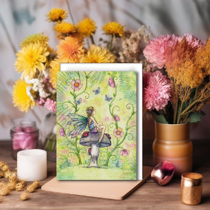 Een gelukkige plek Tuin Bloem Fee Fantasie Kunst Briefkaart