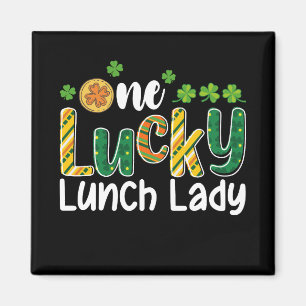 Een gelukkige schoollunchdame St. Patrick's Day Magneet