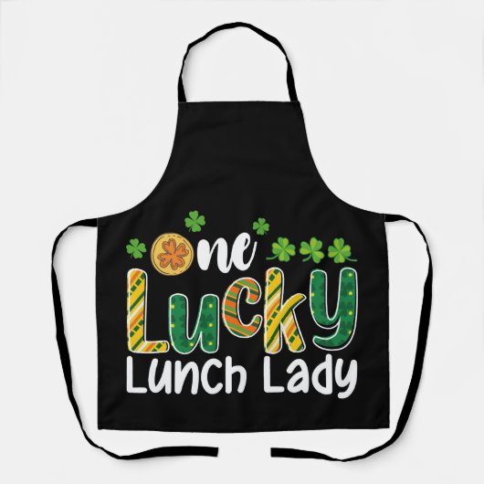 Een gelukkige schoollunchdame St. Patrick's Day Schort (Voorkant)