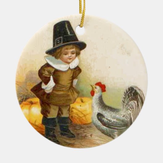 Een gelukkige Thanksgiving Pilgrim en  Ornament (Voorkant)