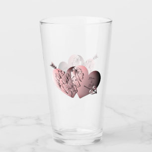 "Een gelukkige Valentijnsdag" met de hand geschrev Glas