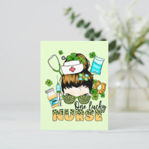 Een gelukkige verpleegster - Messy Bun - St. Patri Briefkaart