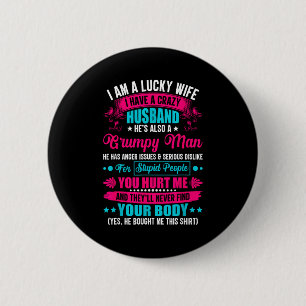 Een gelukkige vrouw Gekke man Ronde Button 5,7 Cm
