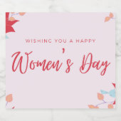 Een gelukkige vrouwendag roze sparkling wijnetiket (Enkel label)