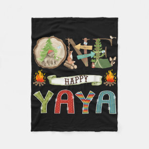Eén gelukkige Yaya-kampeerder 1e verjaardag kampee Fleece Deken