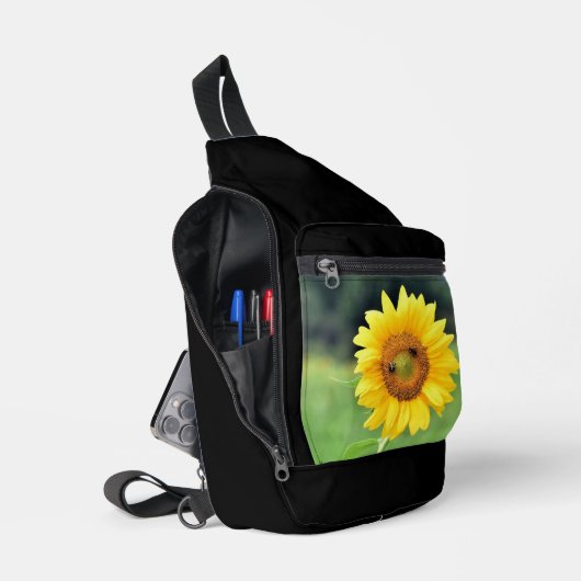 Een gelukkige zonnebloem slinger tas (Open)